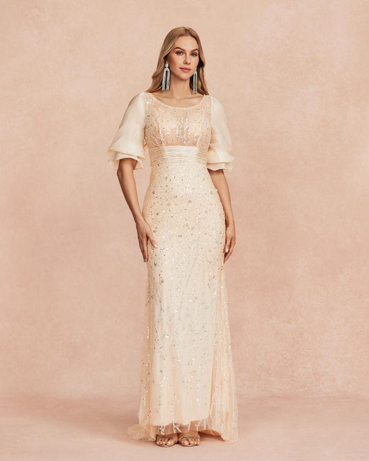 HKM-512275 Champagne Evening Gown EZ25034 for Elegant Occasions