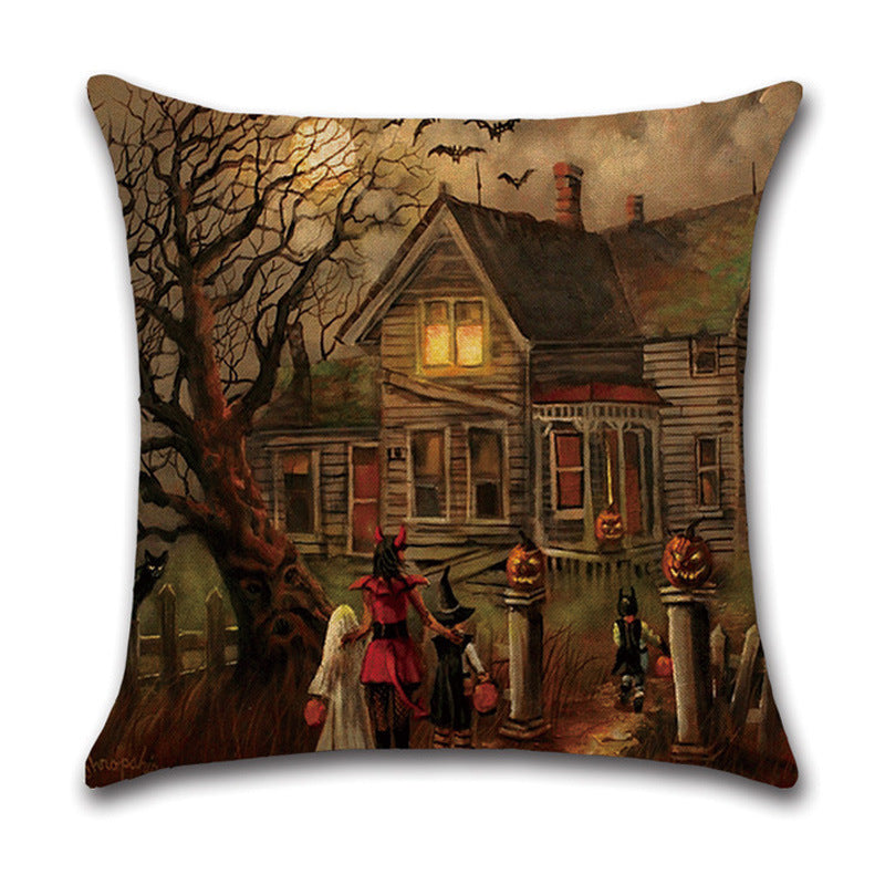 HKM-512275 Geometric Landscape Cotton Linen Cushion Cover