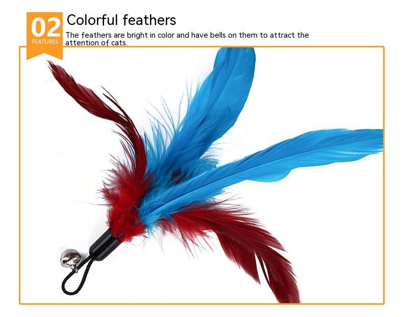 HKM-5123389 Retractable Feather Bell Cat Toy Fishing Head Replacement Set, 12 Pieces