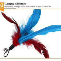 HKM-5123389 Retractable Feather Bell Cat Toy Fishing Head Replacement Set, 12 Pieces