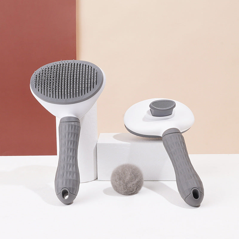 HKM-5124157 Pet Grooming Device for Cats and Dogs - Comfortable Detachable Bristle Comb for Long Hair Care and Massage