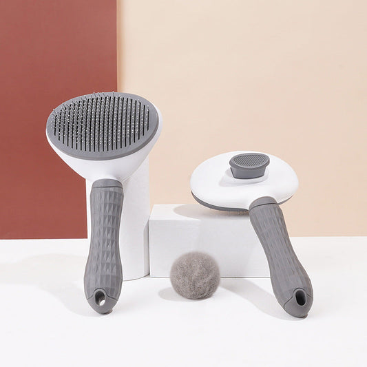 HKM-5124157 Pet Grooming Device for Cats and Dogs - Comfortable Detachable Bristle Comb for Long Hair Care and Massage