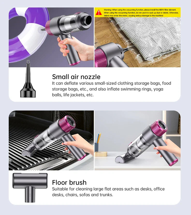 HKM-512467 Portable Cordless Handheld Vacuum Cleaner with 16000PA Suction Power for Home, Office, and Pet Cleaning