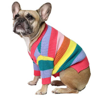 HKM-5126333 Rainbow Striped Dog Cardigan in Blue and Red Colors, Various Sizes Available