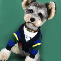 HKM-5126333 Rainbow Striped Dog Cardigan in Blue and Red Colors, Various Sizes Available