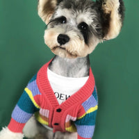 HKM-5126333 Rainbow Striped Dog Cardigan in Blue and Red Colors, Various Sizes Available