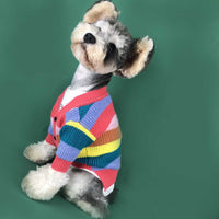 HKM-5126333 Rainbow Striped Dog Cardigan in Blue and Red Colors, Various Sizes Available