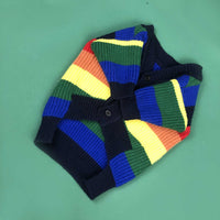 HKM-5126333 Rainbow Striped Dog Cardigan in Blue and Red Colors, Various Sizes Available