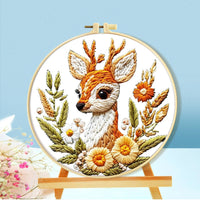 HKM-512723 Cartoon and Anime Embroidery Kits with Round Frames - Cotton Cloth Cross Stitch Patterns