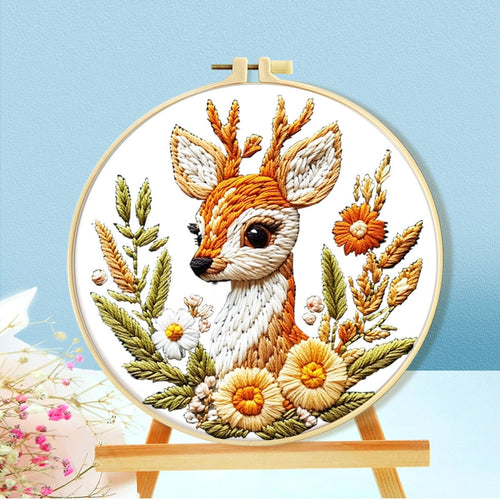 HKM-512723 Cartoon and Anime Embroidery Kits with Round Frames - Cotton Cloth Cross Stitch Patterns