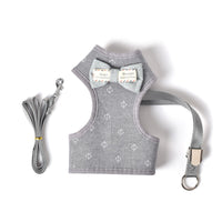HKM-5127613 Adjustable Small Dog Chest Harness with Tow Rope - Cotton Mesh Fabric in 4 Colors