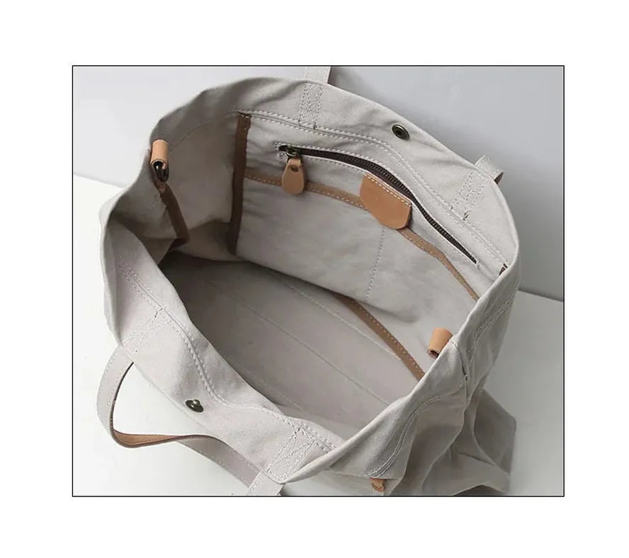 HKM-512787 Large Capacity Canvas Tote Bag for Women - Casual Shoulder Handbag