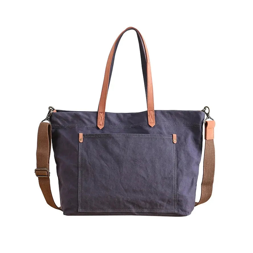 HKM-512787 Large Capacity Canvas Tote Bag for Women - Casual Shoulder Handbag