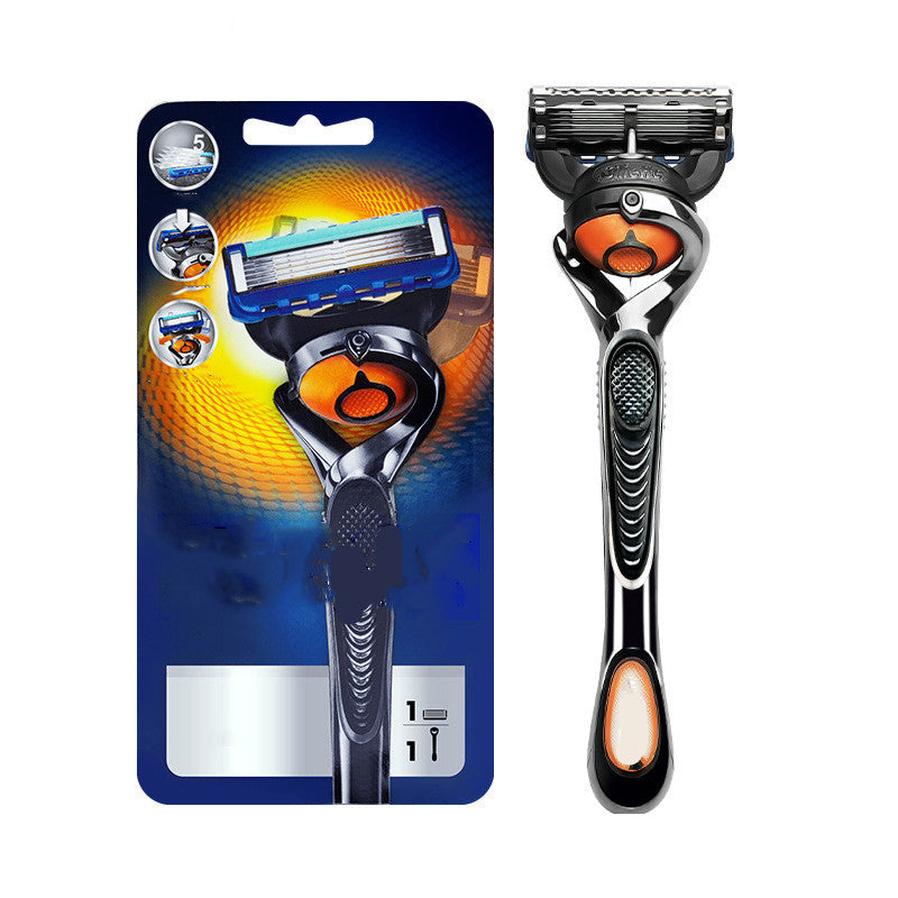 HKM-512787 Men's 5-Layer Blade Shaving Razor with Styling Finishing Knife - Black