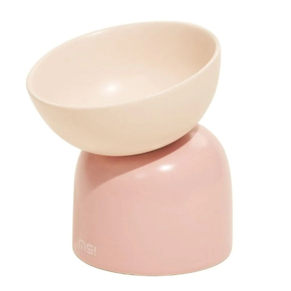 HKM-5128509 Elevated Ceramic Cat Bowl with Oblique Mouth Design for Improved Comfort and Spill Prevention
