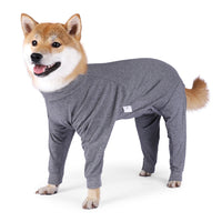 HKM-5128893 Cozy Cotton Four-Legged Dog Homewear in Gray and Dark Blue Stripes