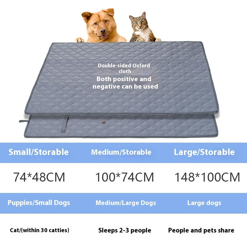 HKM-5130173 Universal Portable Pet Mat for Dogs and Cats - Waterproof Double-Sided Fabric in Grey and Apricot