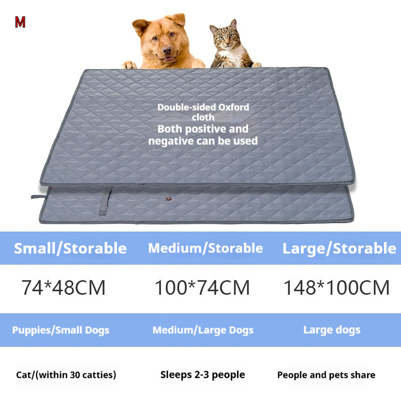 HKM-5130173 Universal Portable Pet Mat for Dogs and Cats - Waterproof Double-Sided Fabric in Grey and Apricot