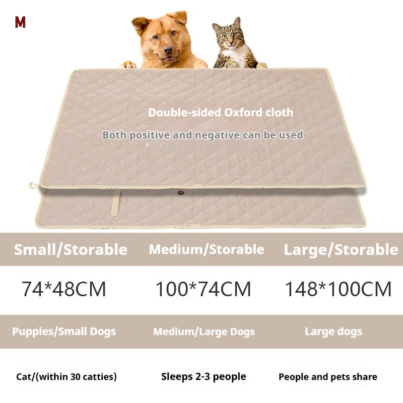 HKM-5130173 Universal Portable Pet Mat for Dogs and Cats - Waterproof Double-Sided Fabric in Grey and Apricot