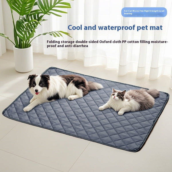 HKM-5130173 Universal Portable Pet Mat for Dogs and Cats - Waterproof Double-Sided Fabric in Grey and Apricot