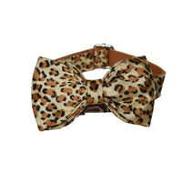 HKM-5130301 Leopard Print Zinc Alloy Dog Collar with Adjustable Leash and Bow Accessories