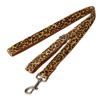 HKM-5130301 Leopard Print Zinc Alloy Dog Collar with Adjustable Leash and Bow Accessories