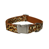HKM-5130301 Leopard Print Zinc Alloy Dog Collar with Adjustable Leash and Bow Accessories