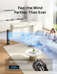 HKM-5131603 Tower Fan, 90° Oscillating, 4 Speeds, 3 Modes, 28dB Quiet, 26ft/s Air Velocity, 8H Timer, Remote Control, Black