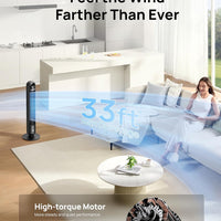 HKM-5131603 Tower Fan, 90° Oscillating, 4 Speeds, 3 Modes, 28dB Quiet, 26ft/s Air Velocity, 8H Timer, Remote Control, Black