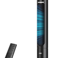 HKM-5131603 Tower Fan, 90° Oscillating, 4 Speeds, 3 Modes, 28dB Quiet, 26ft/s Air Velocity, 8H Timer, Remote Control, Black
