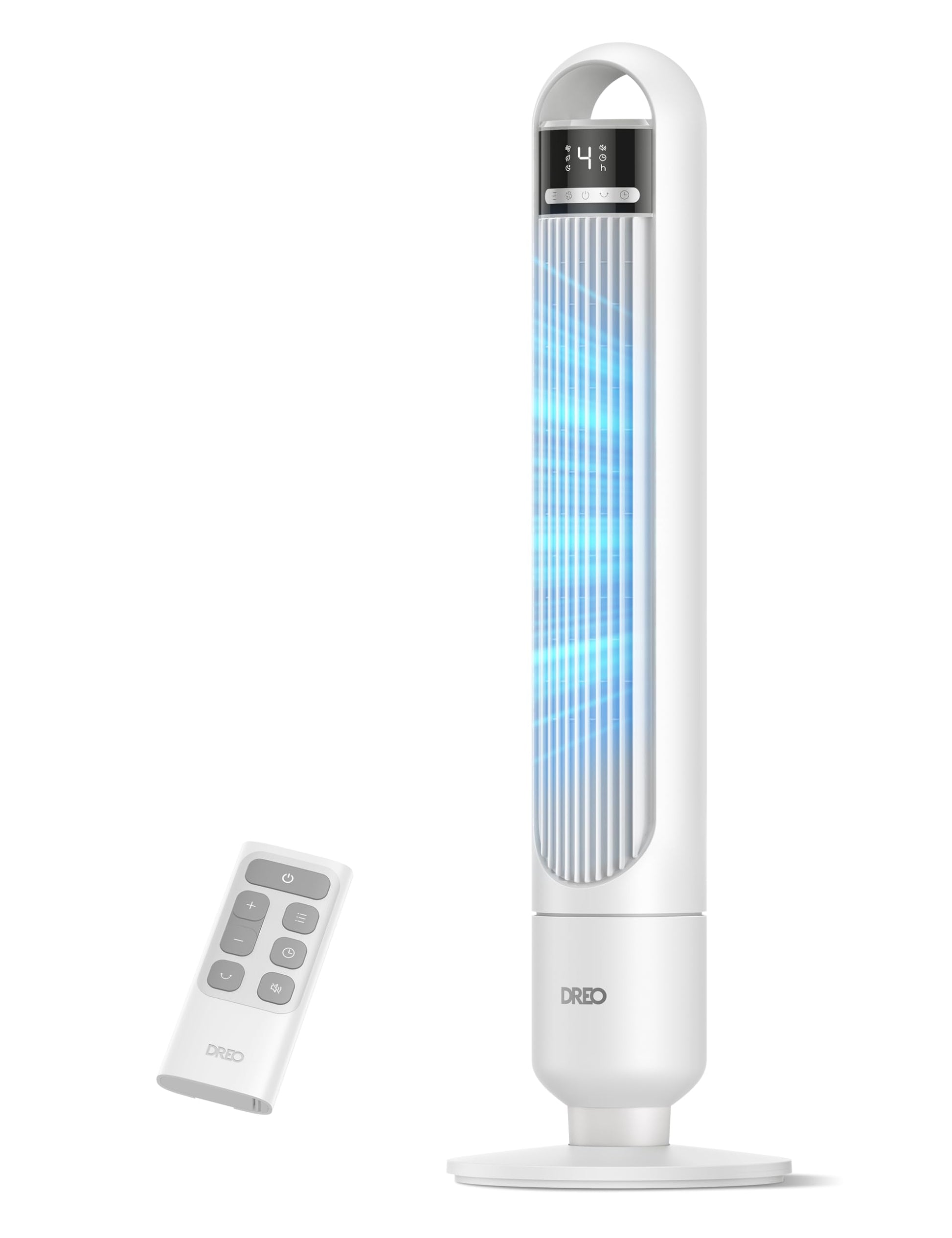 HKM-5131603 Tower Fan, 90° Oscillating, 4 Speeds, 3 Modes, 28dB Quiet, 26ft/s Air Velocity, 8H Timer, Remote Control, Black