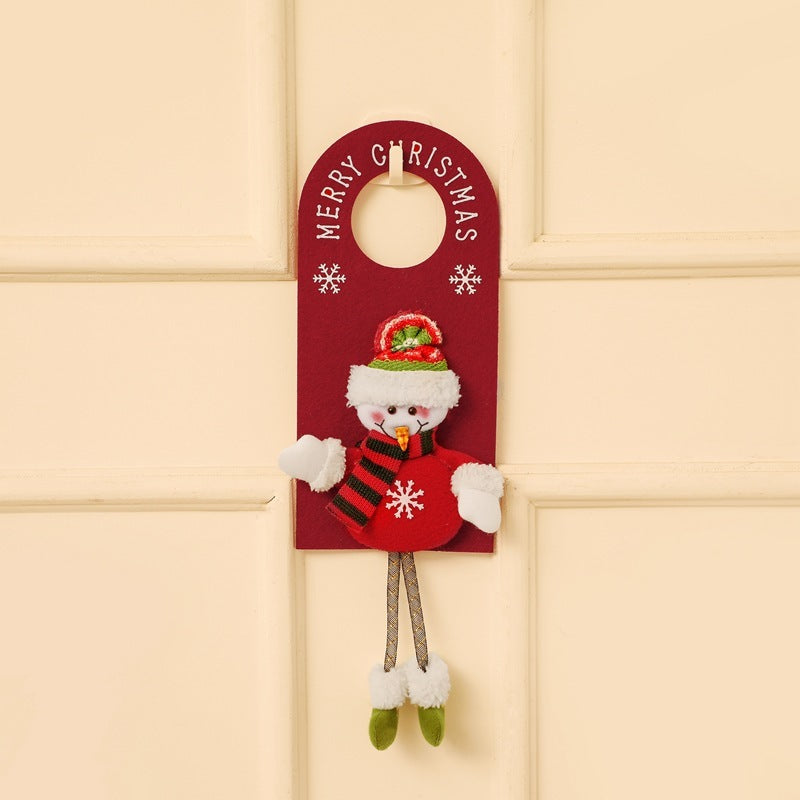 HKM-513171 Cute Christmas Cartoon Door Hanger - Snowman and Elk Design, Felt and Wire Mesh, 43.5 x 14 cm