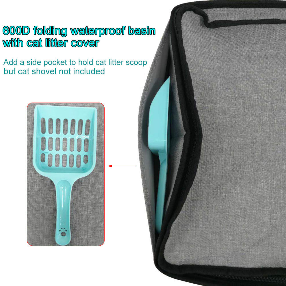 HKM-5131965 Foldable Waterproof Cat Litter Box with Lid - Available in Three Sizes