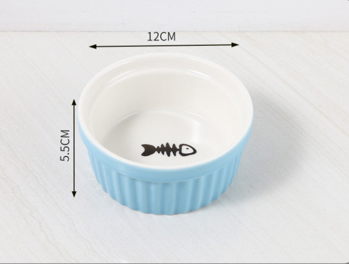 HKM-5134269 Bamboo and Wood Pet Bowl Stand with Double Ceramic Bowls for Cats and Small Dogs
