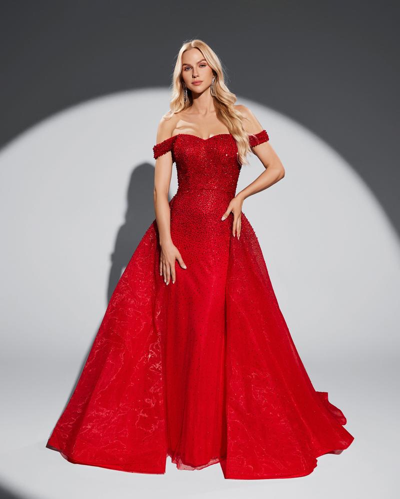 HKM-513427 Elegant Red Evening Dress for Women - Style EZ25076