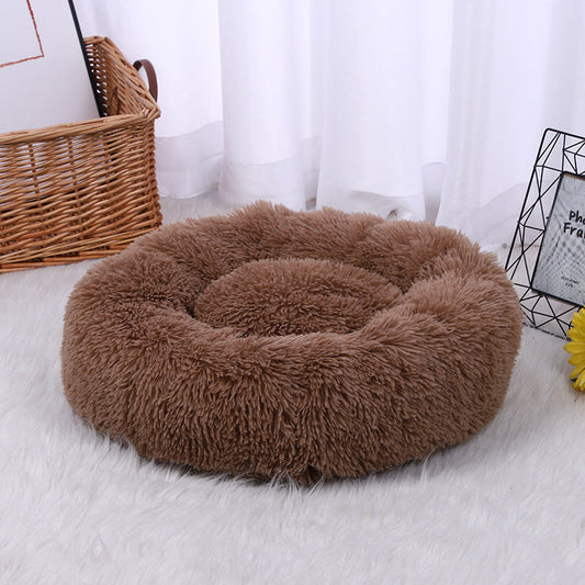 HKM-513427 Pet Litter Thickened Round Plush Cat Litter In Autumn And Winter Warm Litter Mat Supplies