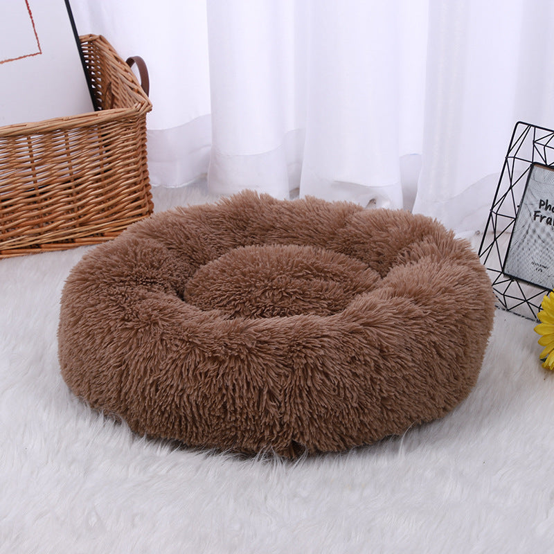 HKM-513427 Pet Litter Thickened Round Plush Cat Litter In Autumn And Winter Warm Litter Mat Supplies
