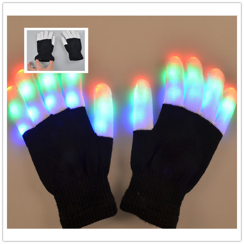 HKM-513491 Rainbow LED Glowing Gloves - Multi-Flash Options for Dance and Performance