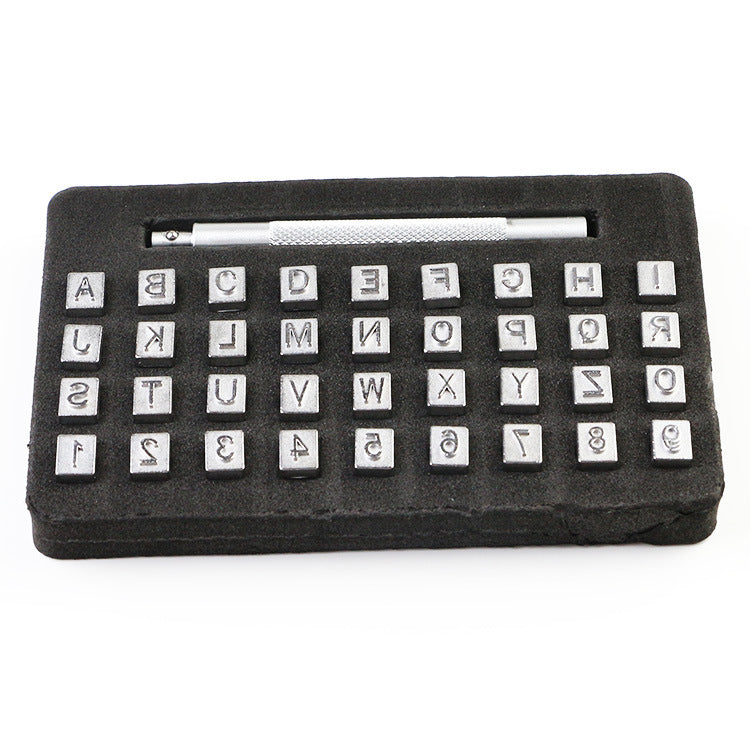 HKM-513555 Leather Steel Stamp Set for English Letters - 37PC, 4mm & 6mm Sizes
