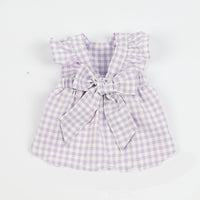 HKM-5136445 Plaid Bow Dress for Pets - Stylish Cat and Dog Costume in Purple, Green, and Pink, Sizes XXS to 3XL