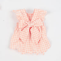 HKM-5136445 Plaid Bow Dress for Pets - Stylish Cat and Dog Costume in Purple, Green, and Pink, Sizes XXS to 3XL