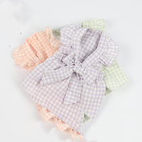 HKM-5136445 Plaid Bow Dress for Pets - Stylish Cat and Dog Costume in Purple, Green, and Pink, Sizes XXS to 3XL
