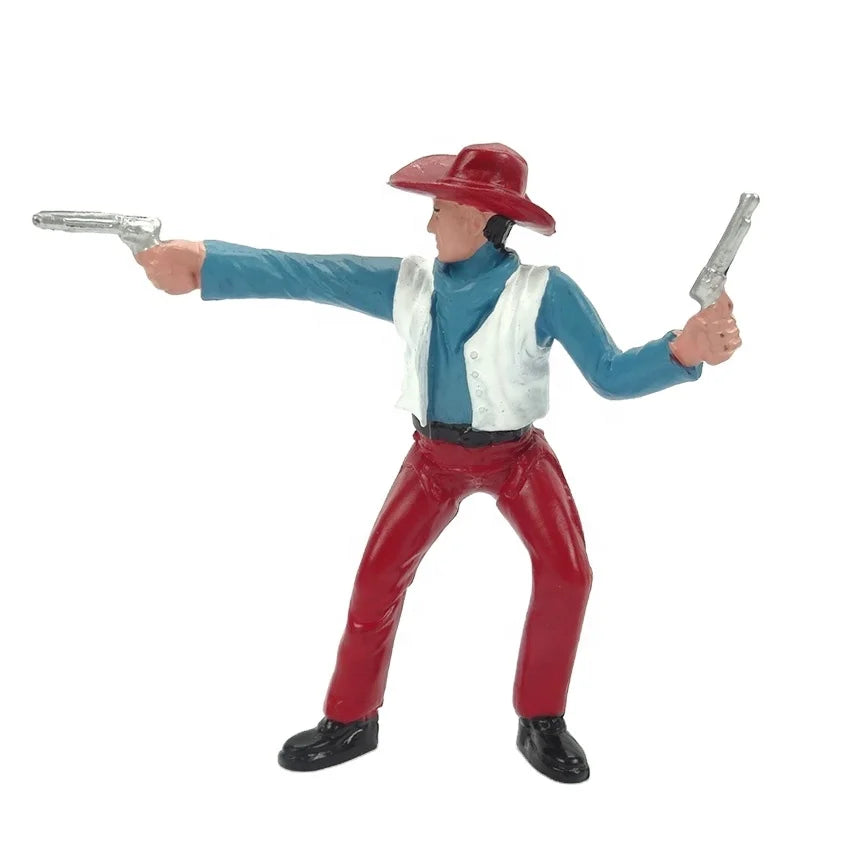 HKM-513683 Cowboy Action Figure Playset - Mini Toy Figures with Accessories for Kids 2-7 Years