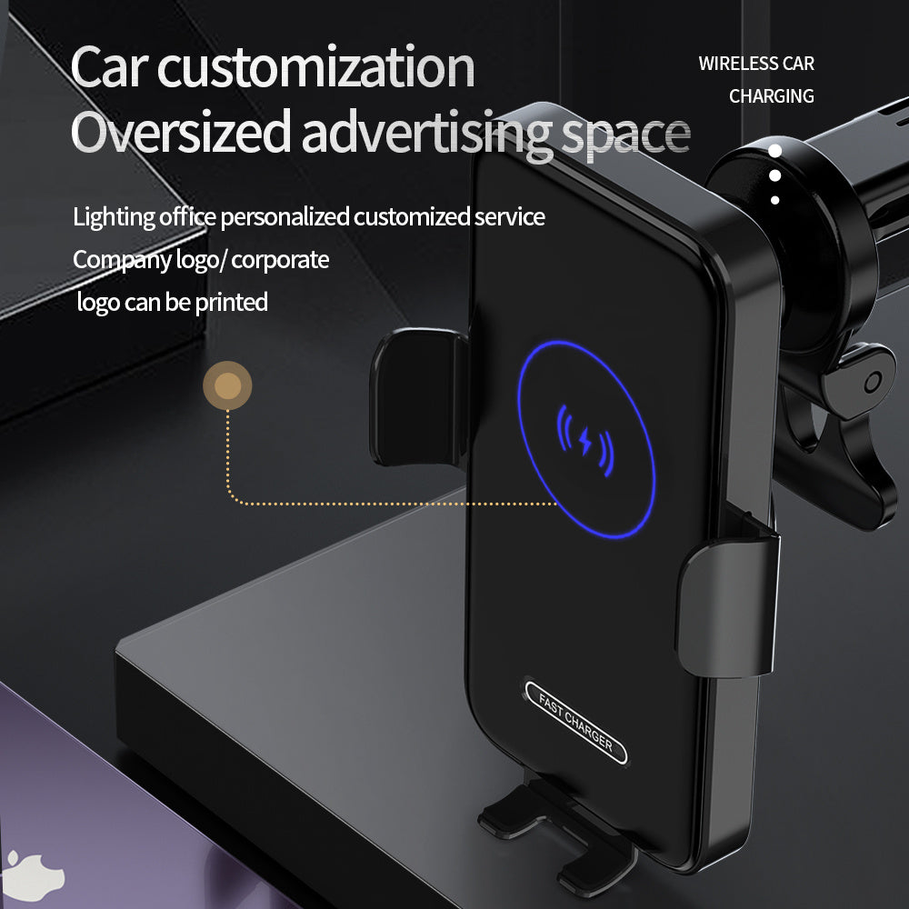 HKM-513747 15W Wireless Car Charger with Auto Clamping Phone Mount for Qi-Compatible Devices