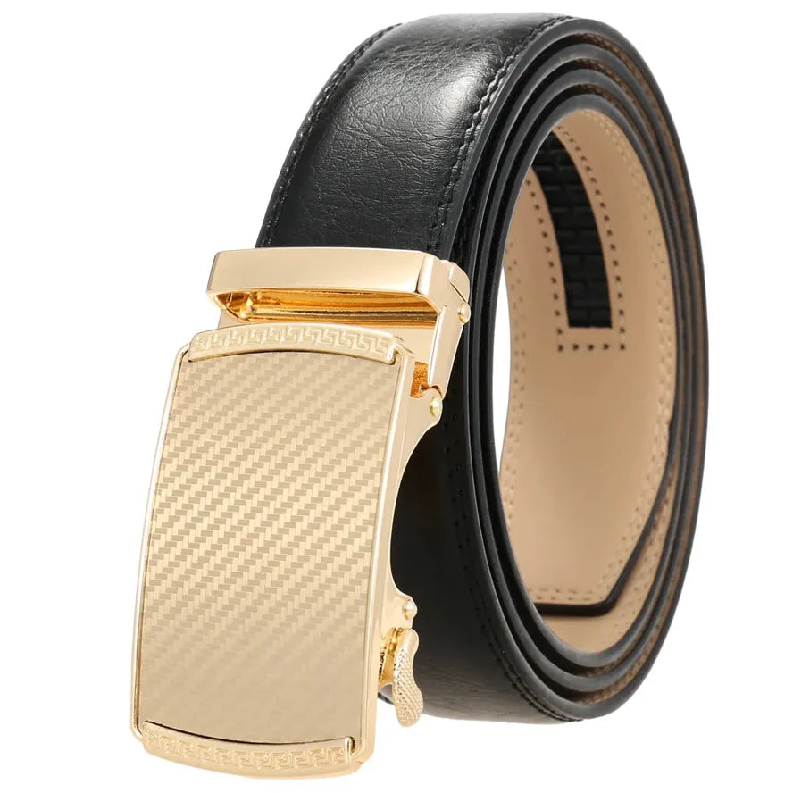 HKM-513747 Automatic Alloy Buckle Men's Genuine Leather Belt - Model LY36-0191-1