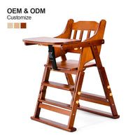 HKM-513747 Folding Wooden Highchair for Children - Adjustable Feeding Chair for Kids' Dining