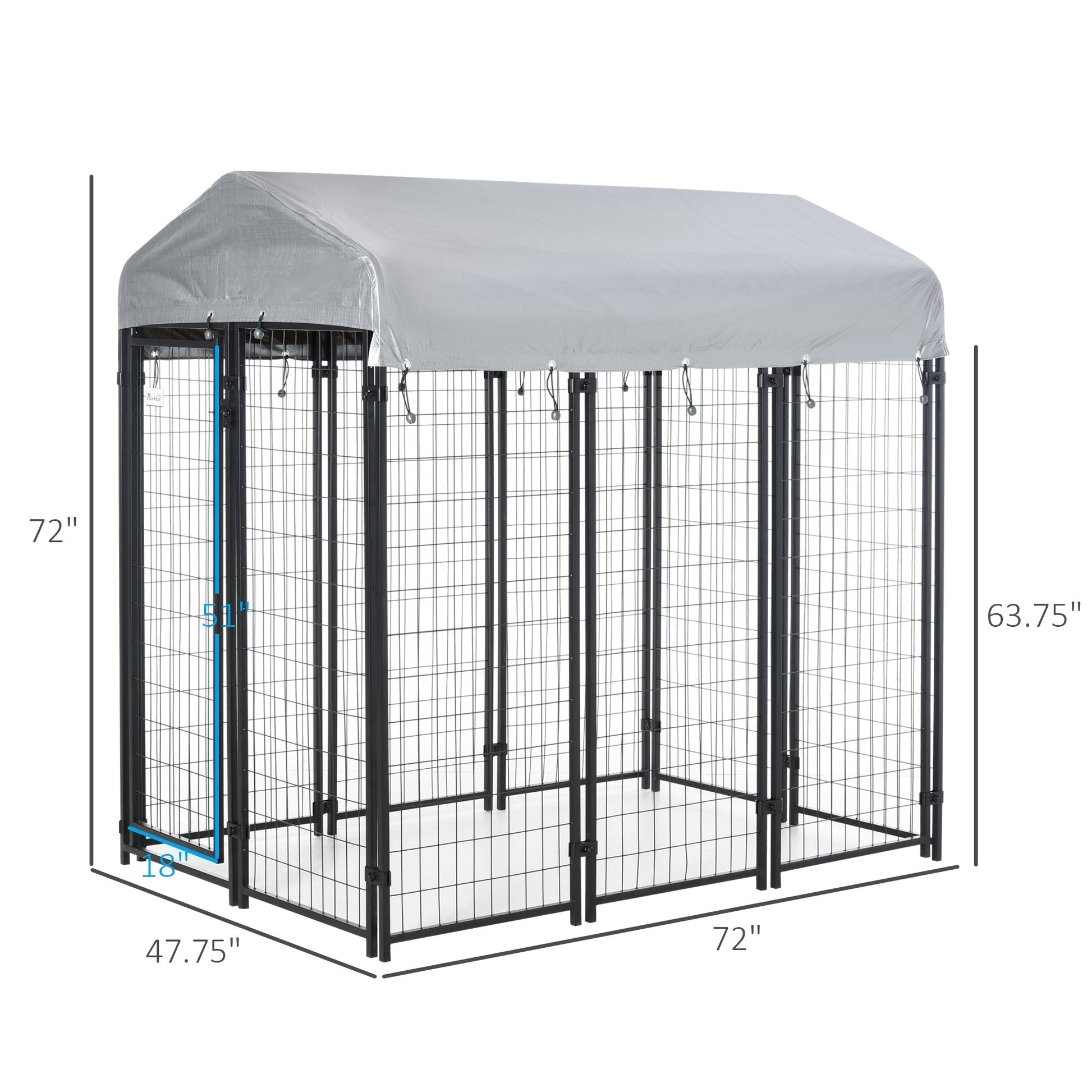 HKM-5137725 Large Outdoor Dog Kennel with Galvanized Steel Frame and UV-Resistant Roof Cover