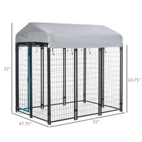 HKM-5137725 Large Outdoor Dog Kennel with Galvanized Steel Frame and UV-Resistant Roof Cover