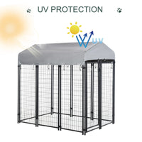 HKM-5137725 Large Outdoor Dog Kennel with Galvanized Steel Frame and UV-Resistant Roof Cover