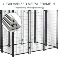HKM-5137725 Large Outdoor Dog Kennel with Galvanized Steel Frame and UV-Resistant Roof Cover